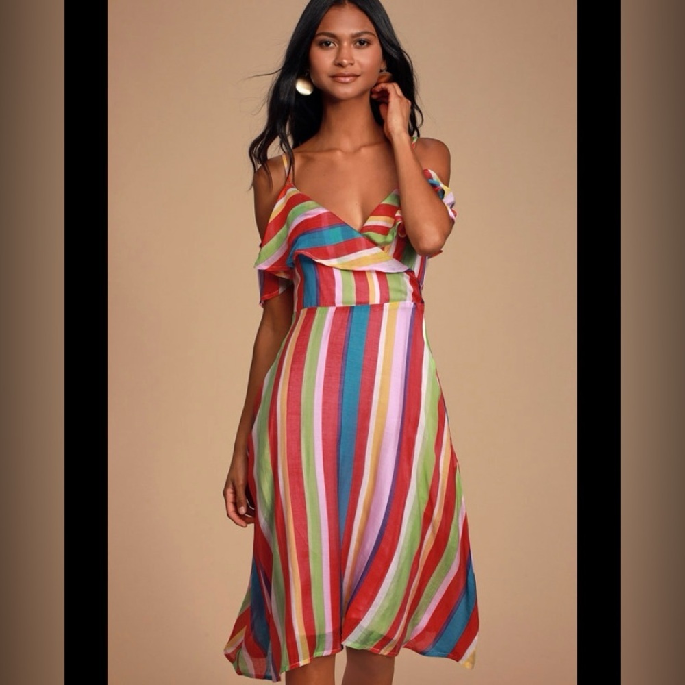 Lulu's Red and Blue Ruffled Slit Sundress - Picture 2 of 16